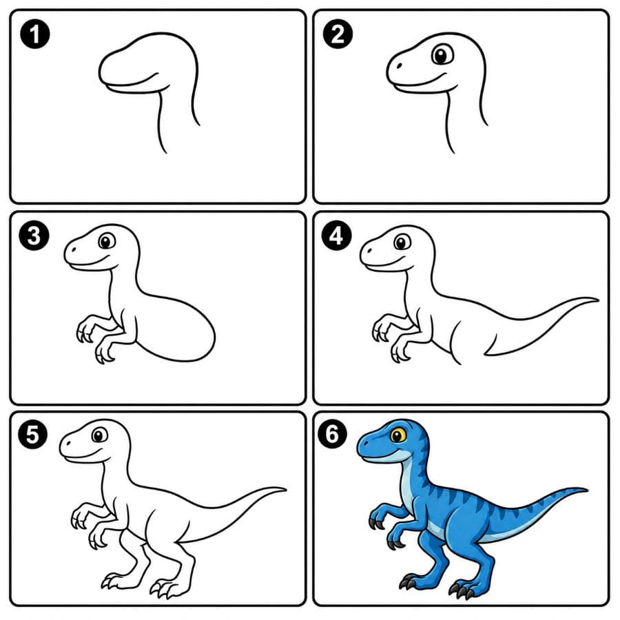 Blue Velociraptor Drawing Ideas