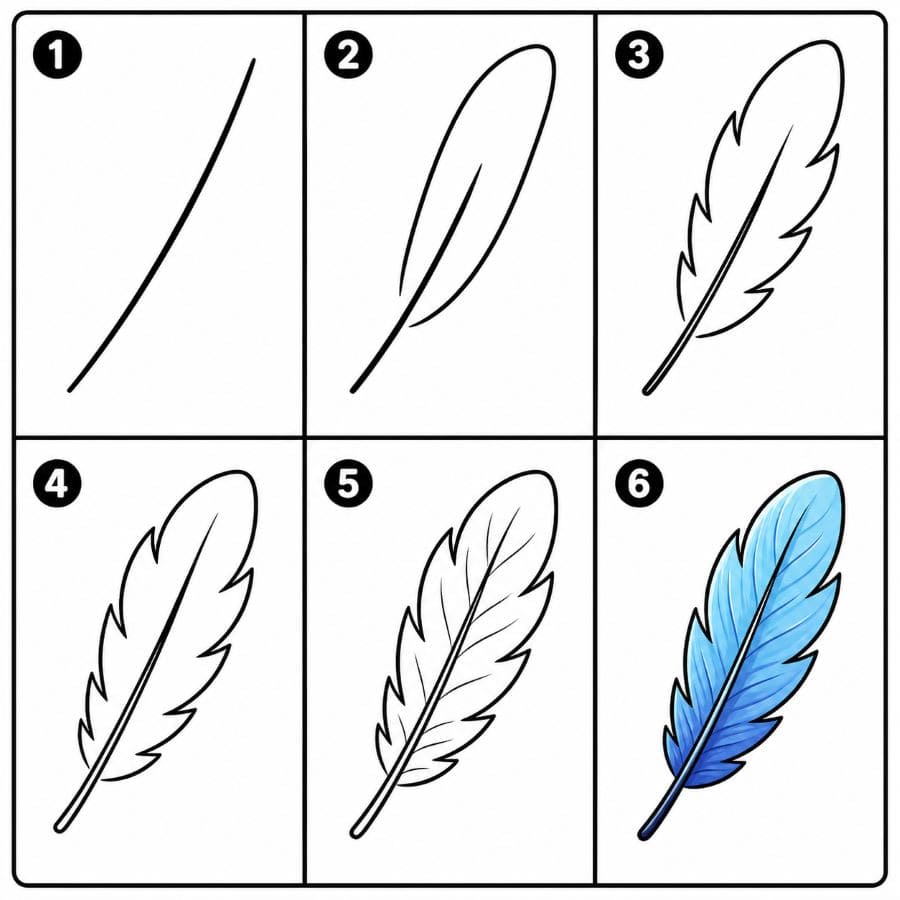 Blue feather Drawing Ideas