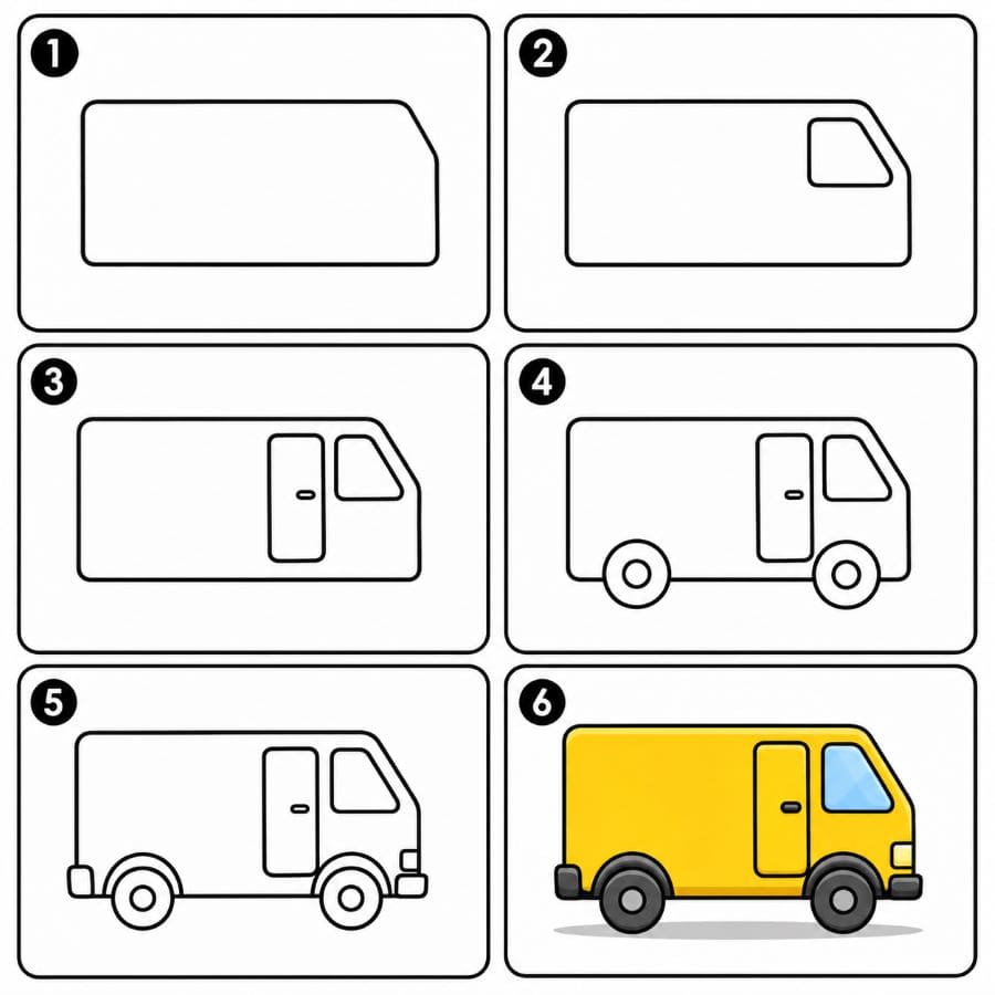 Box-shaped van Drawing Ideas