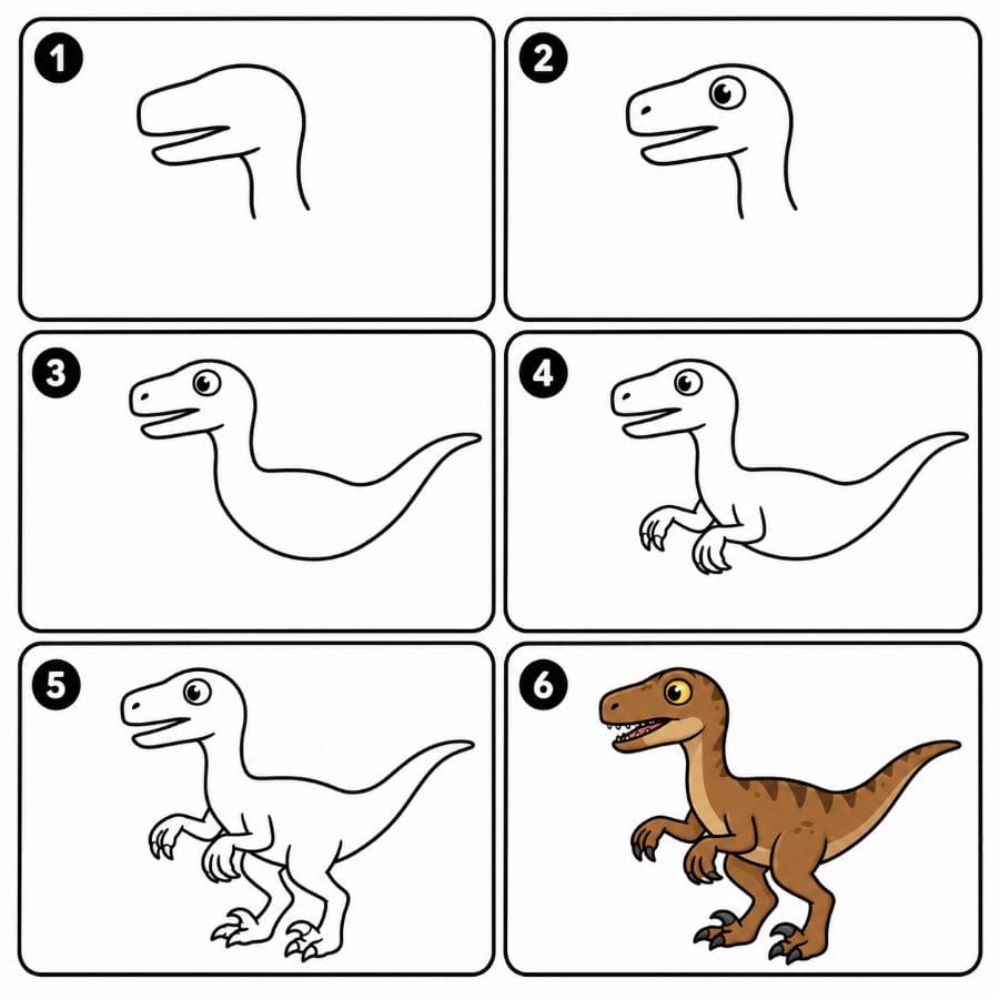 Brown Velociraptor Drawing Ideas