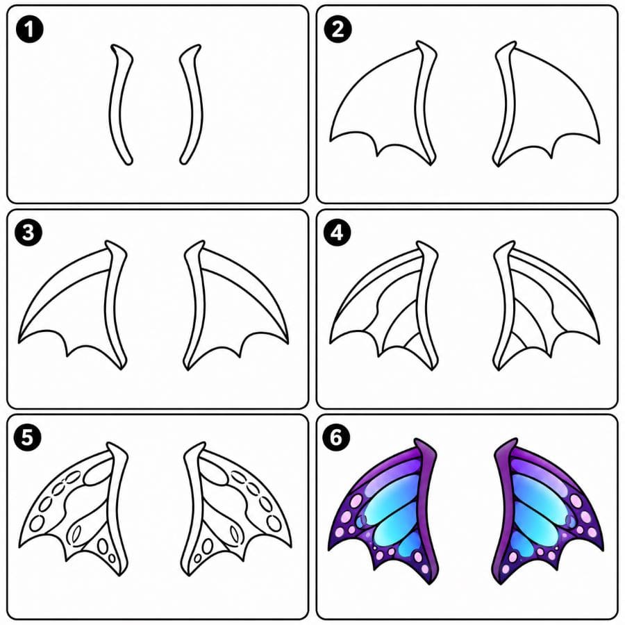 Butterfly-style dragon wings Drawing Ideas