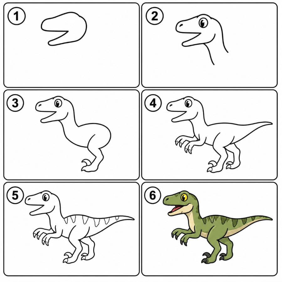 Cartoon Velociraptor Drawing Ideas