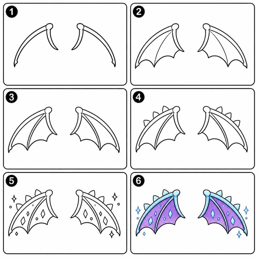 Cartoon dragon wings Drawing Ideas