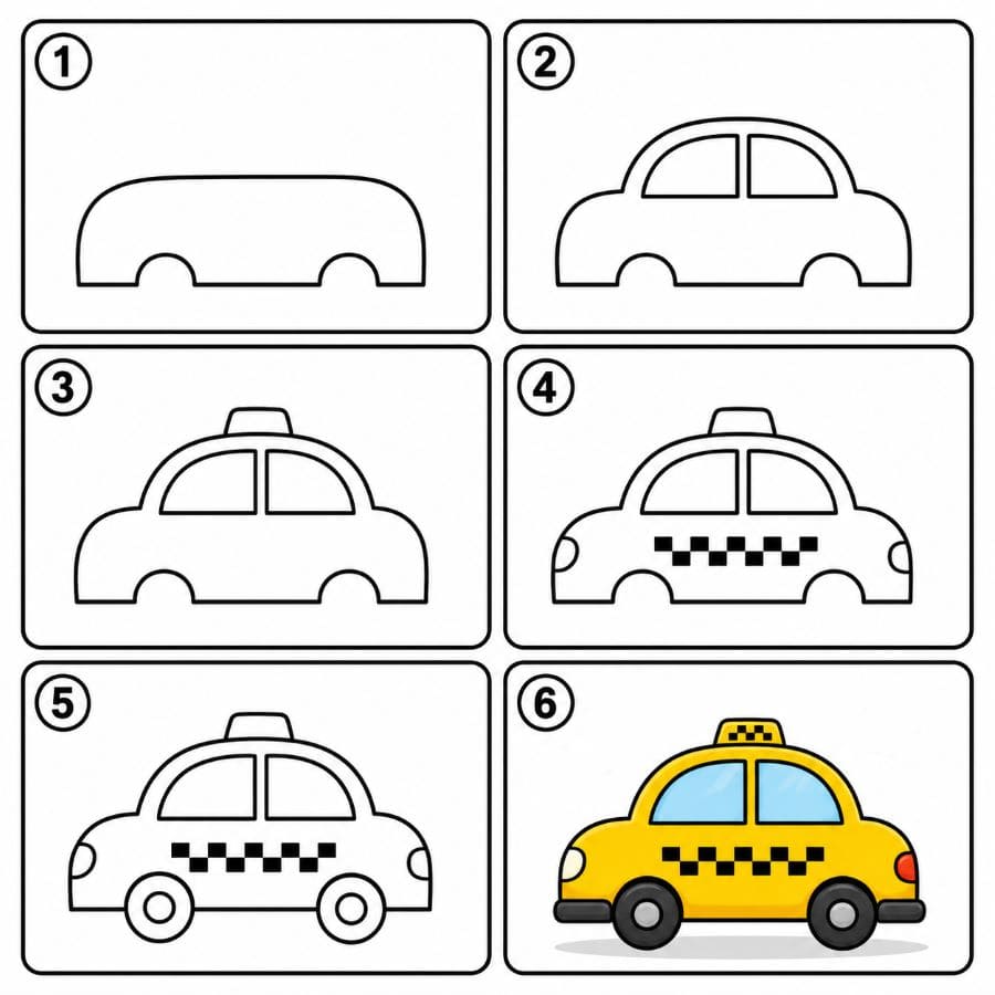 Cartoon taxi Drawing Ideas