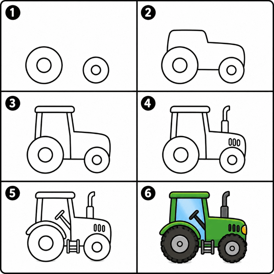 Cartoon tractor Drawing Ideas
