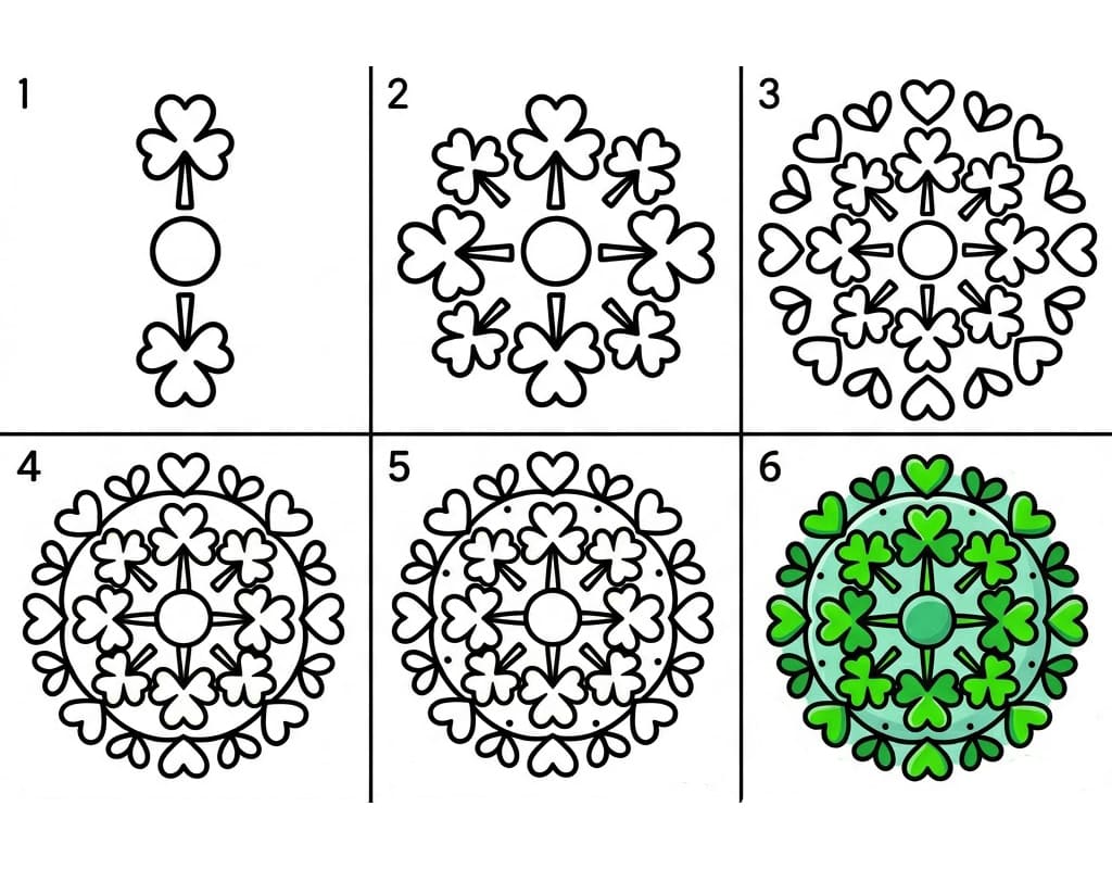 Clover mandala Drawing Ideas
