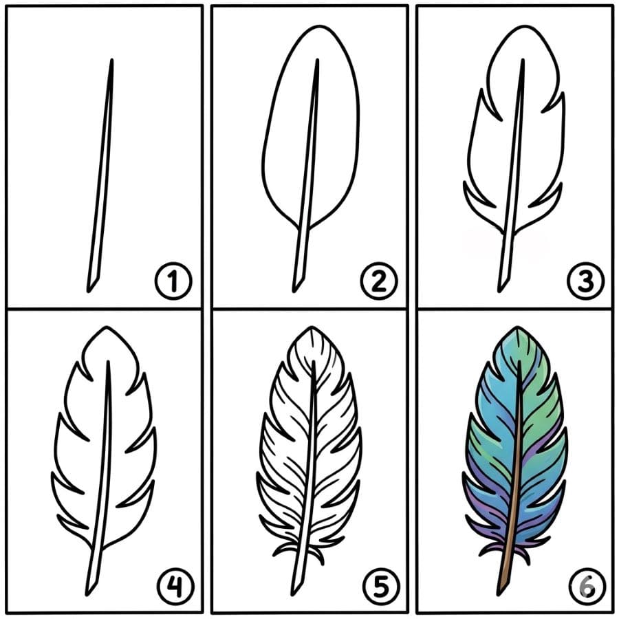 Colorful feather Drawing Ideas