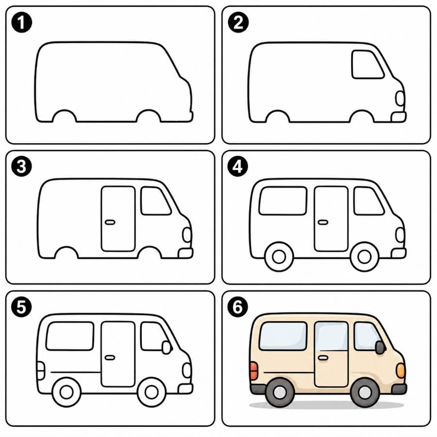 Compact van Drawing Ideas