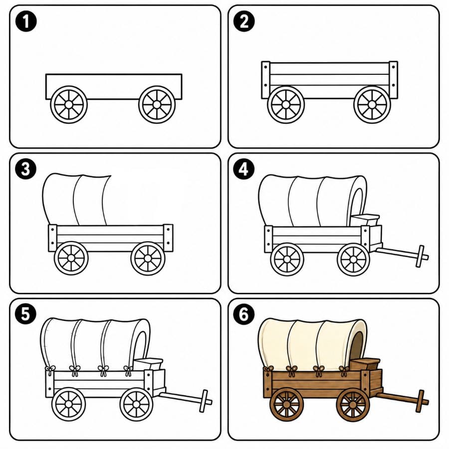 Covered wagon Drawing Ideas