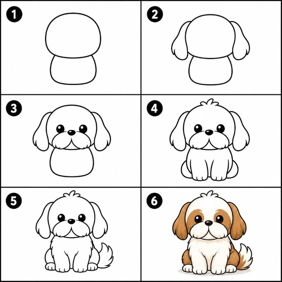 Cute Shih Tzu Drawing Ideas