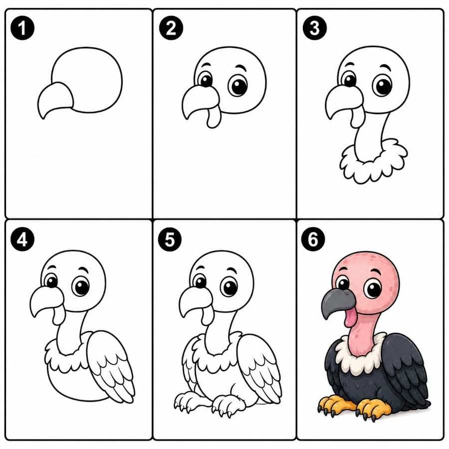 Cute baby vulture with big eyes Drawing Ideas
