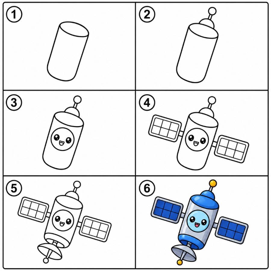 Cute cartoon satellite Drawing Ideas