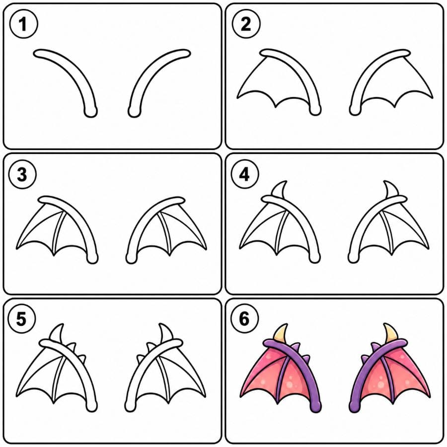 Cute dragon wings Drawing Ideas