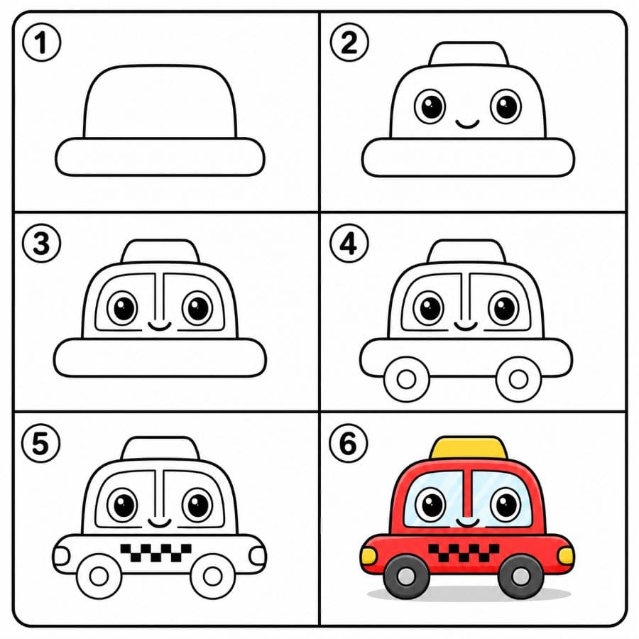 Cute taxi Drawing Ideas