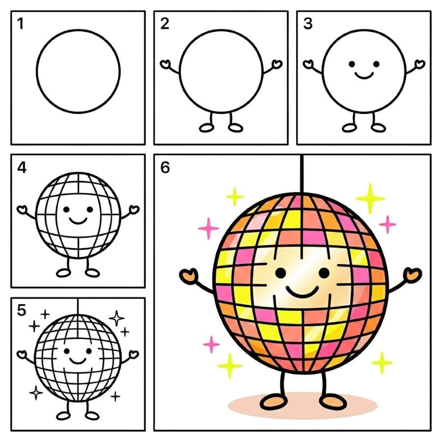 Dancing Disco Ball Drawing Ideas