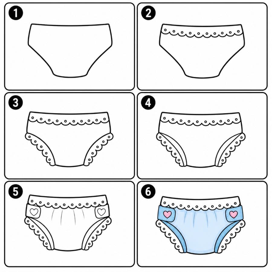 Diaper with lace edges Drawing Ideas