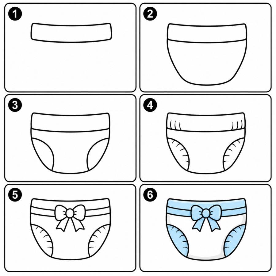 Diaper with ribbon bow Drawing Ideas