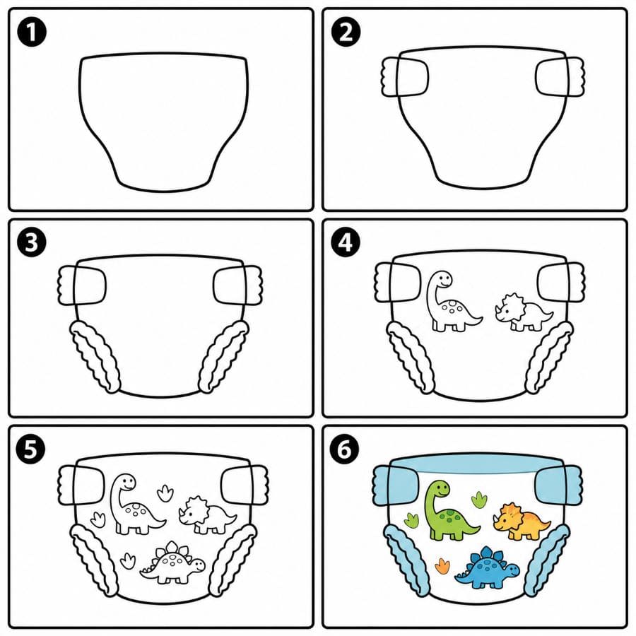 Dinosaur prints diaper Drawing Ideas