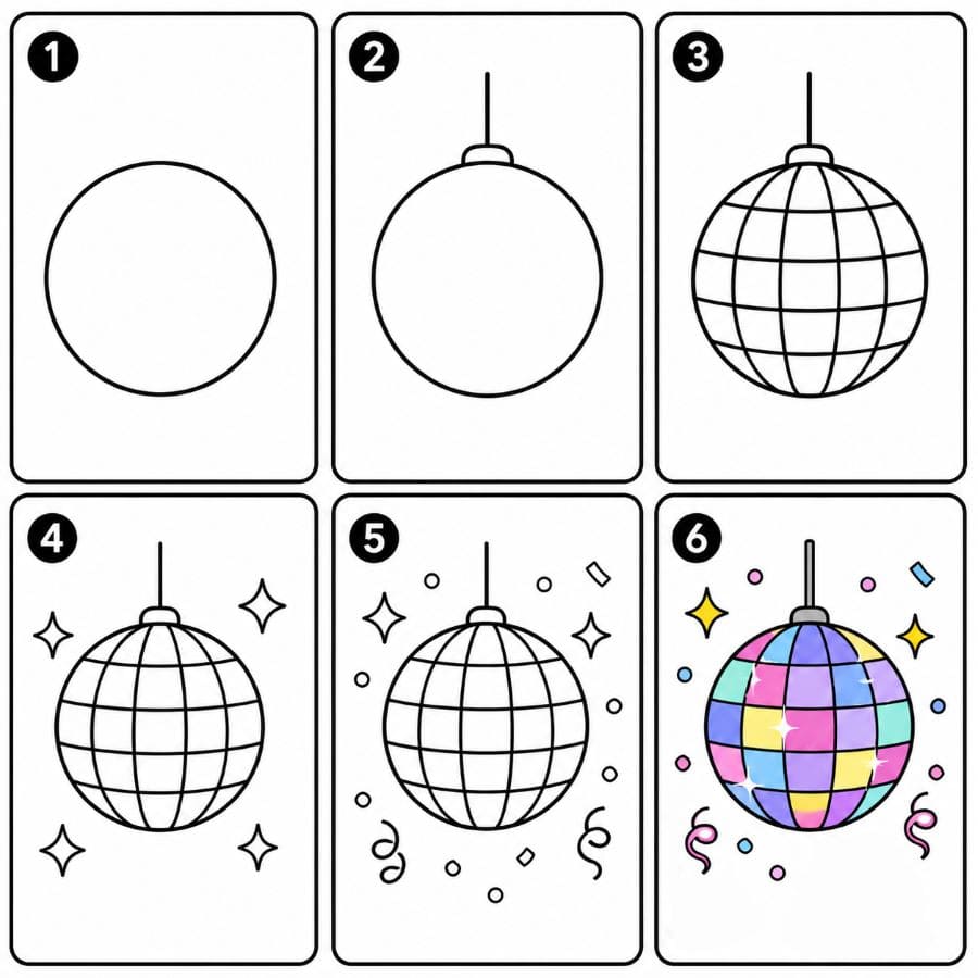 Disco Ball and Confetti Drawing Ideas