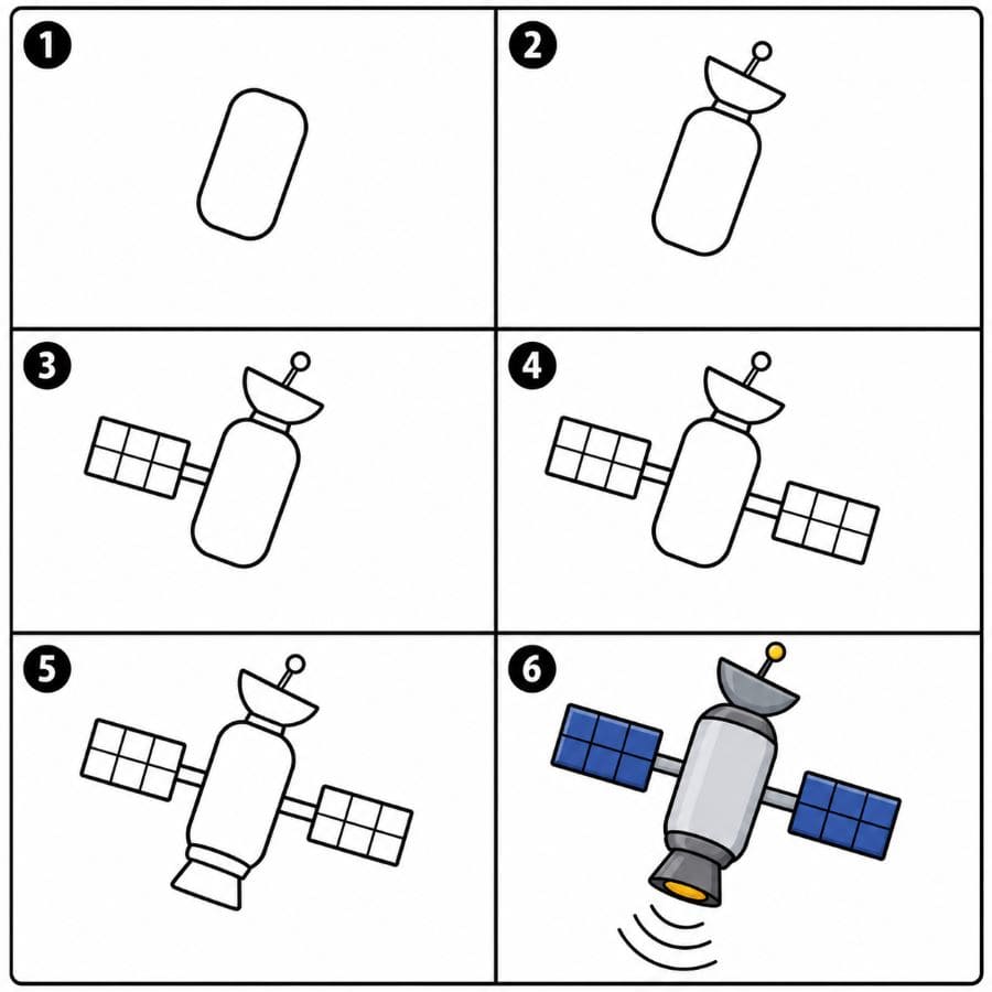 Easy satellite Drawing Ideas