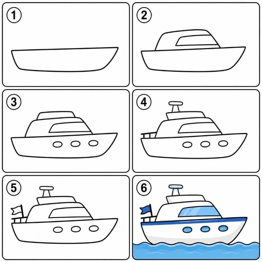 Easy yacht Drawing Ideas