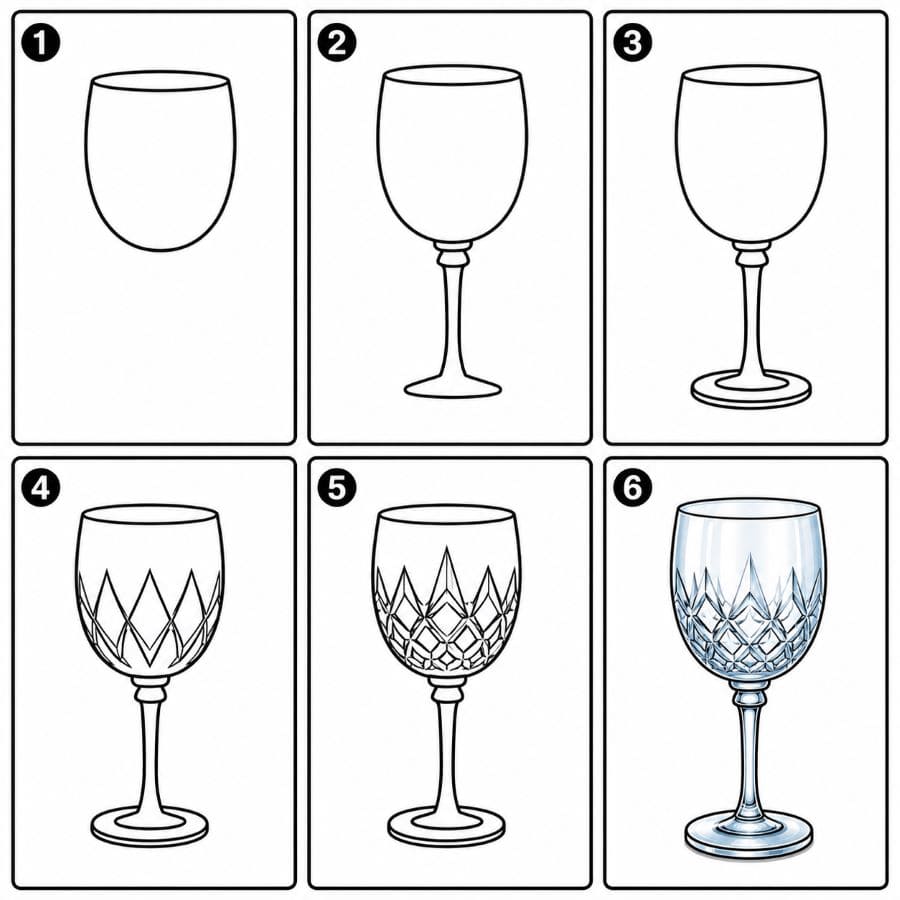 Fancy wine glass Drawing Ideas