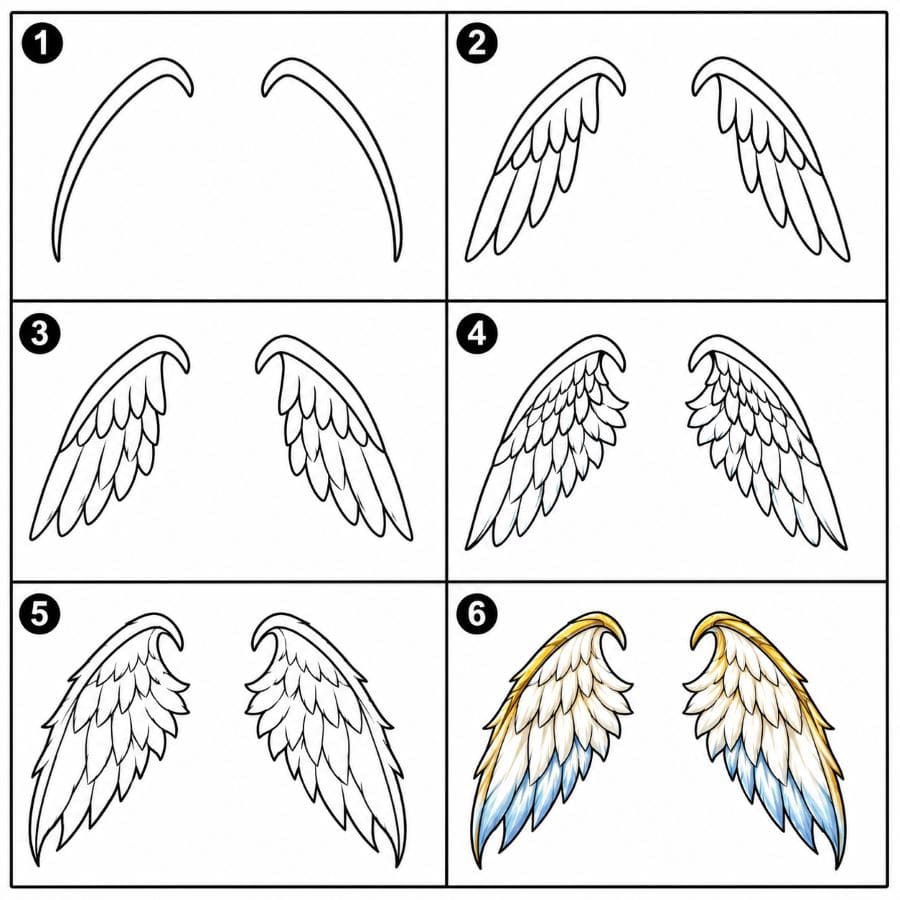 Feathered angel-dragon wings Drawing Ideas