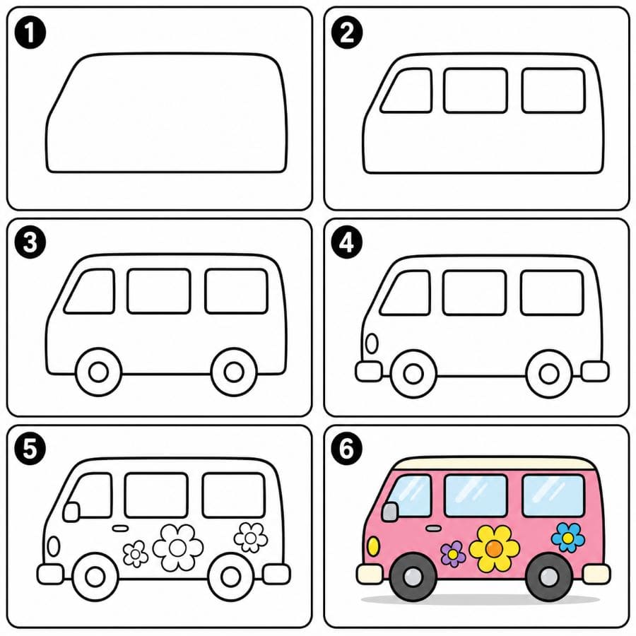 Floral van Drawing Ideas
