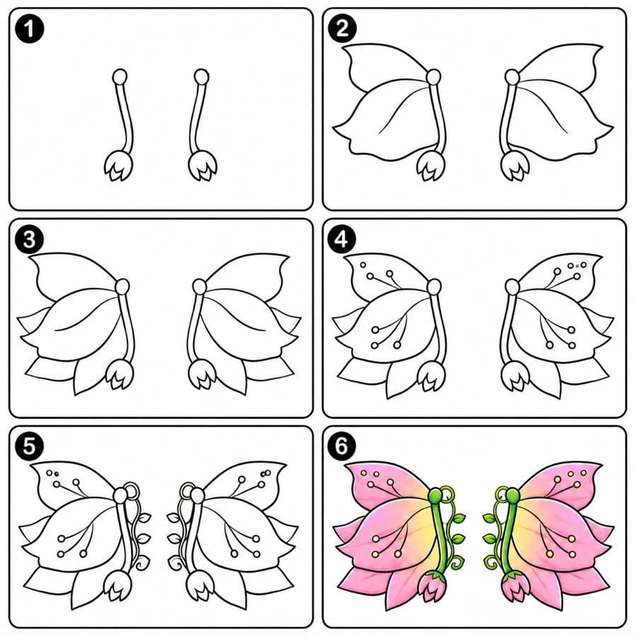 Flower-petal dragon wings Drawing Ideas