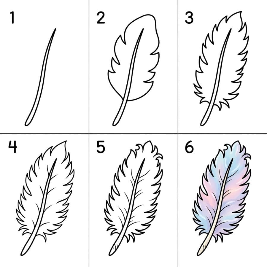 Fluffy feather Drawing Ideas
