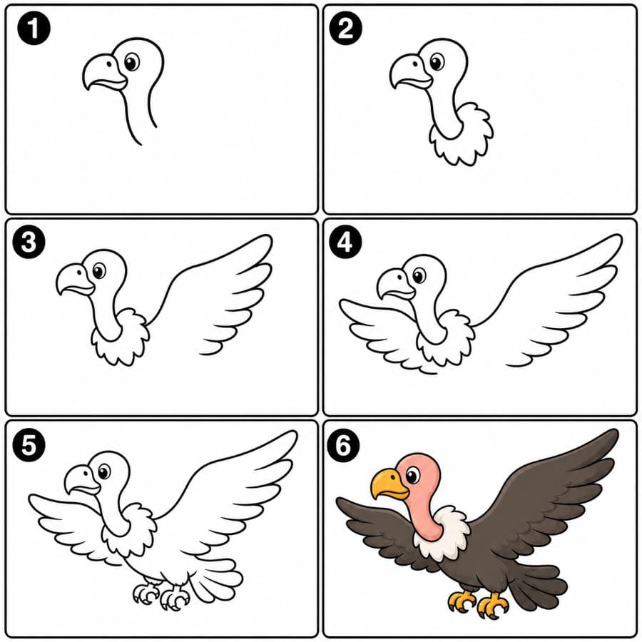 Flying vulture Drawing Ideas