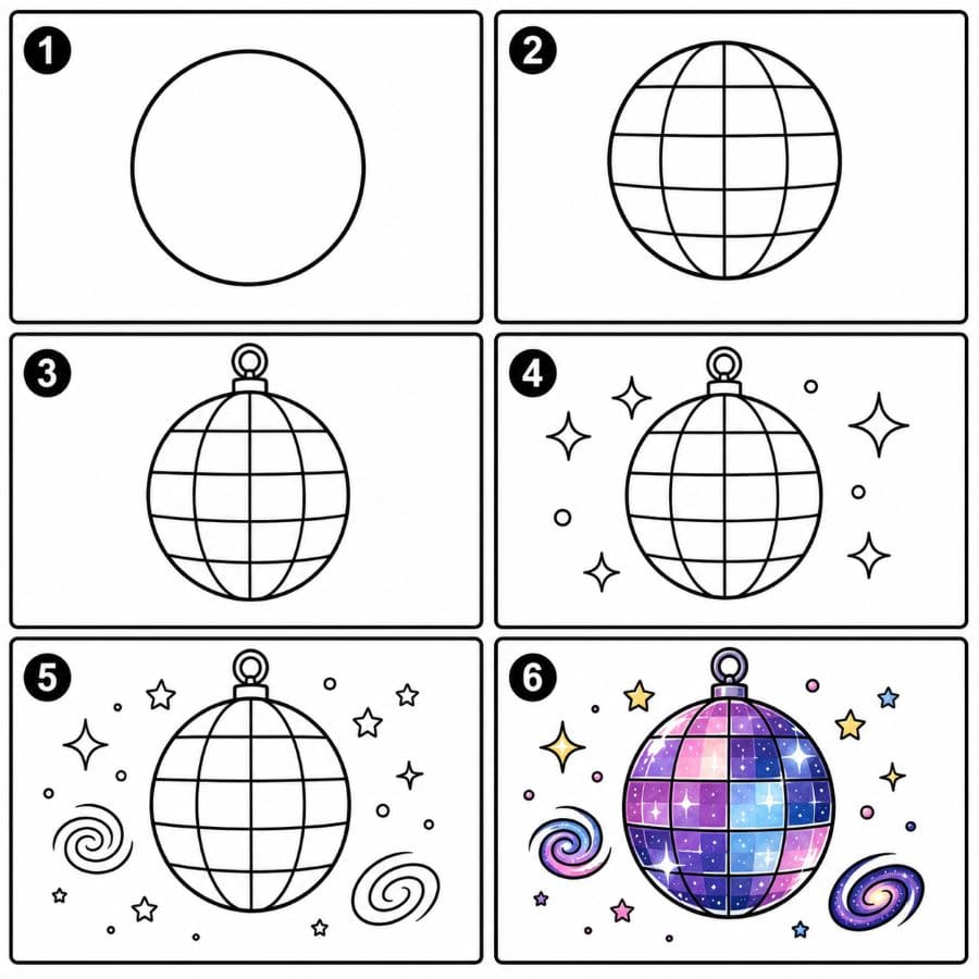 Galaxy Disco Ball Drawing Ideas