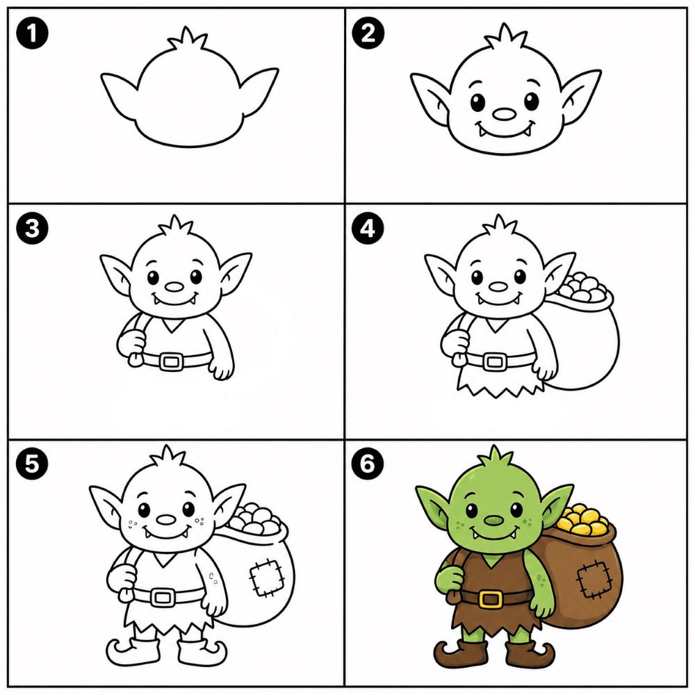 Goblin carrying a sack of gold Drawing Ideas