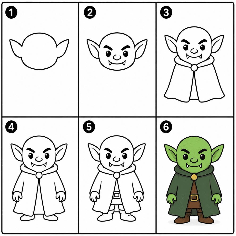 Goblin wearing a cloak Drawing Ideas