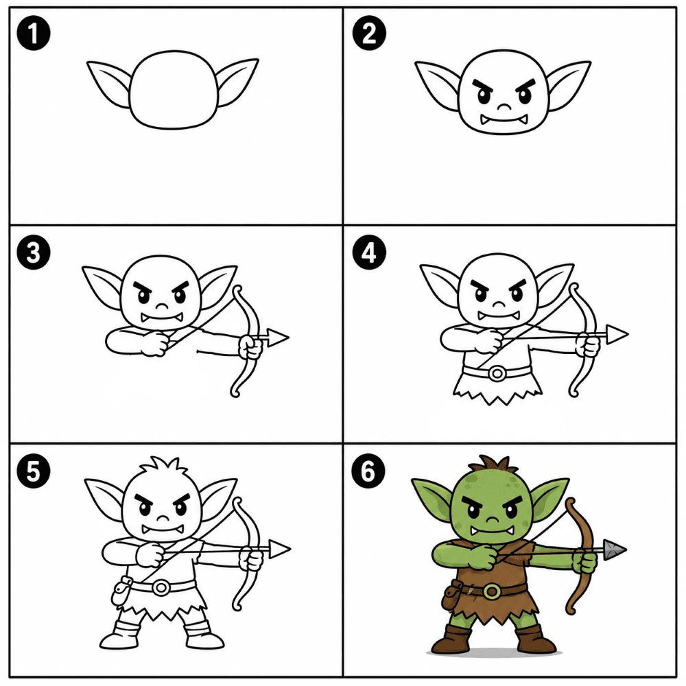 Goblin with a bow and arrow Drawing Ideas