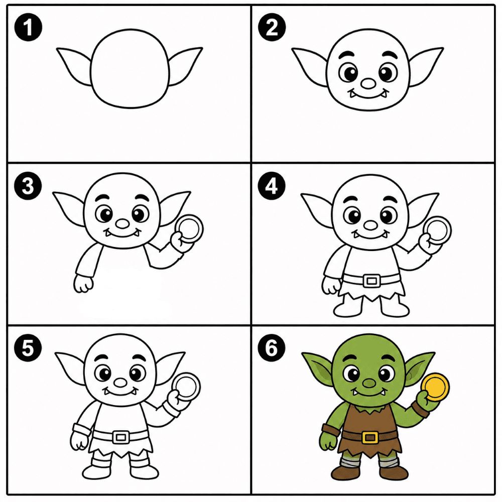 Goblin with a coin Drawing Ideas