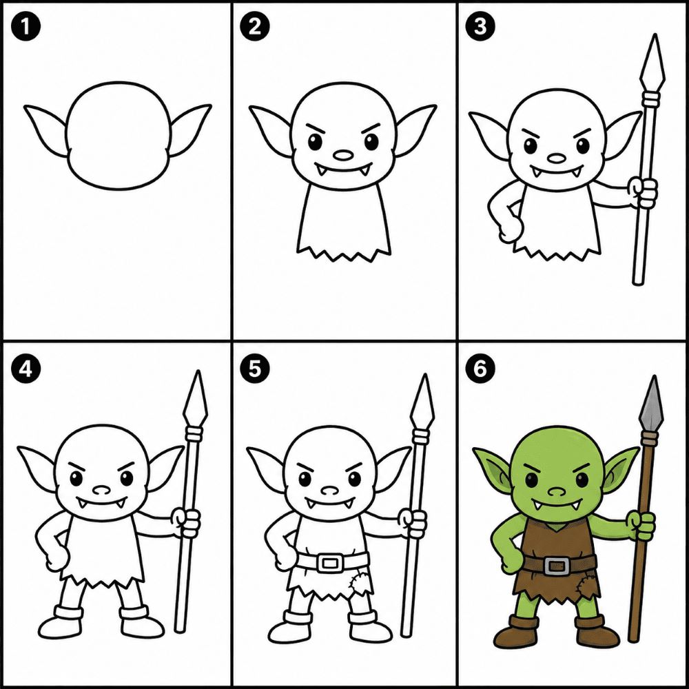 Goblin with a spear Drawing Ideas