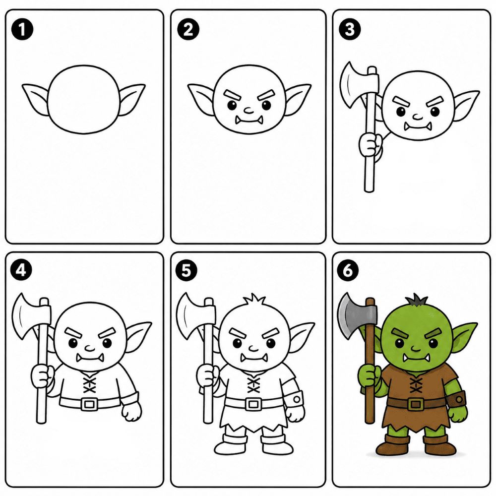Goblin with an axe Drawing Ideas