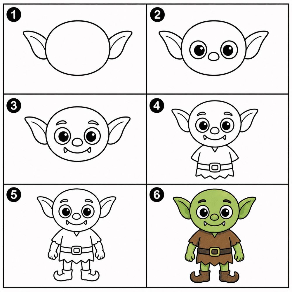 Goblin with big eyes Drawing Ideas