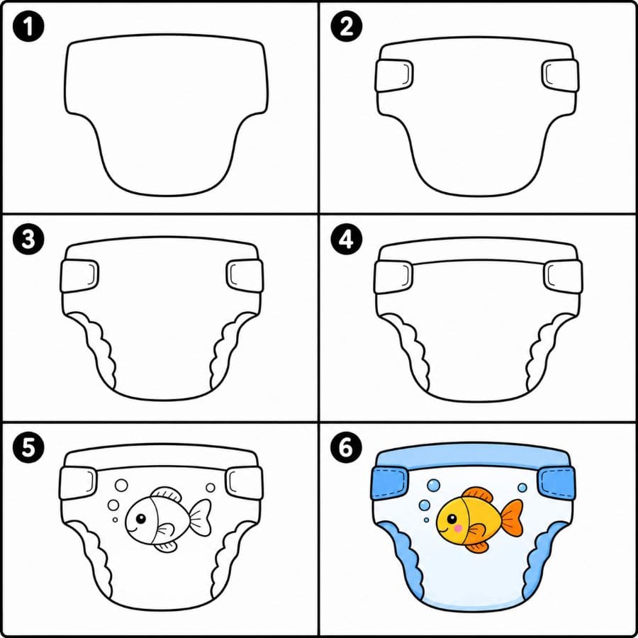Gold fish diaper Drawing Ideas