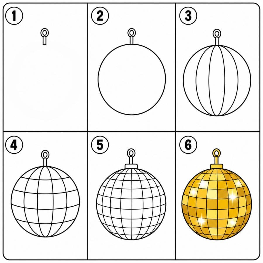 Golden Disco Ball Drawing Ideas