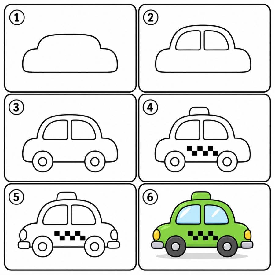 Green Taxi Drawing Ideas