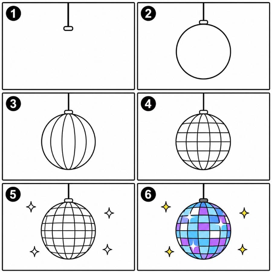 Hanging Disco Ball Drawing Ideas