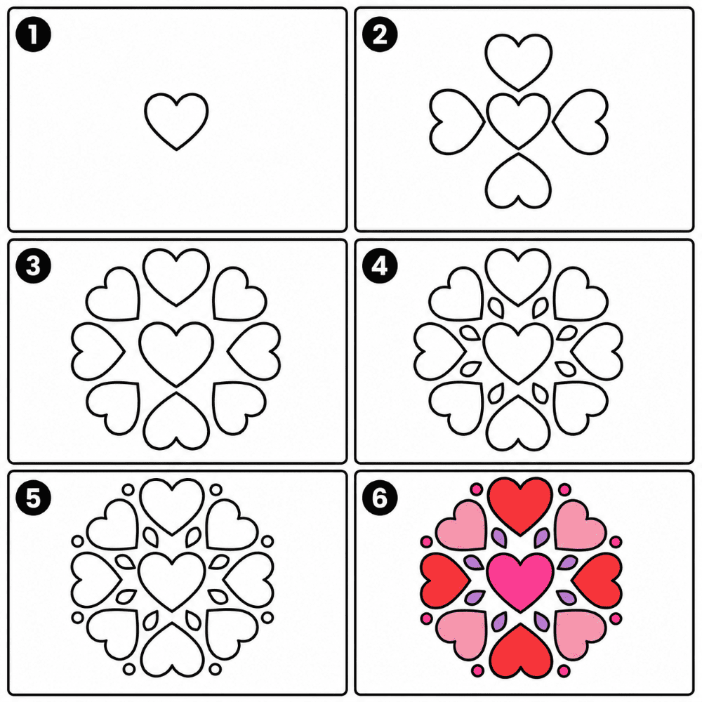 Heart mandala Drawing Ideas