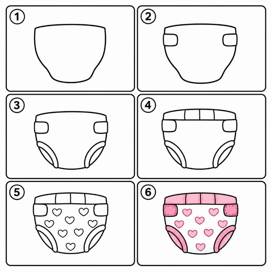Heart pattern all-over diaper Drawing Ideas