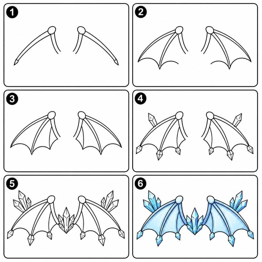 Ice dragon wings with crystal spikes Drawing Ideas