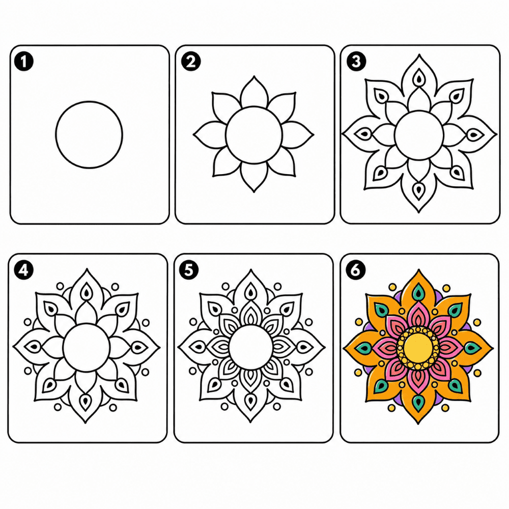 India ornamental mandala Drawing Ideas