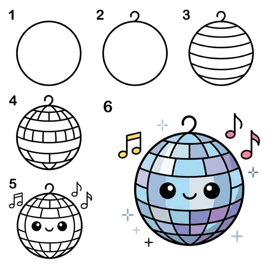 Kawaii Disco Ball Drawing Ideas