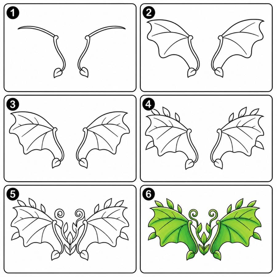 Leaf dragon wings Drawing Ideas