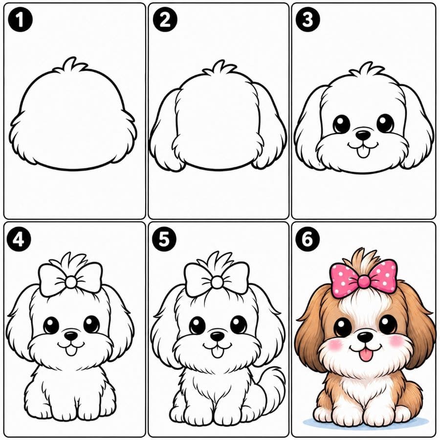 Lovely Shih Tzu Drawing Ideas